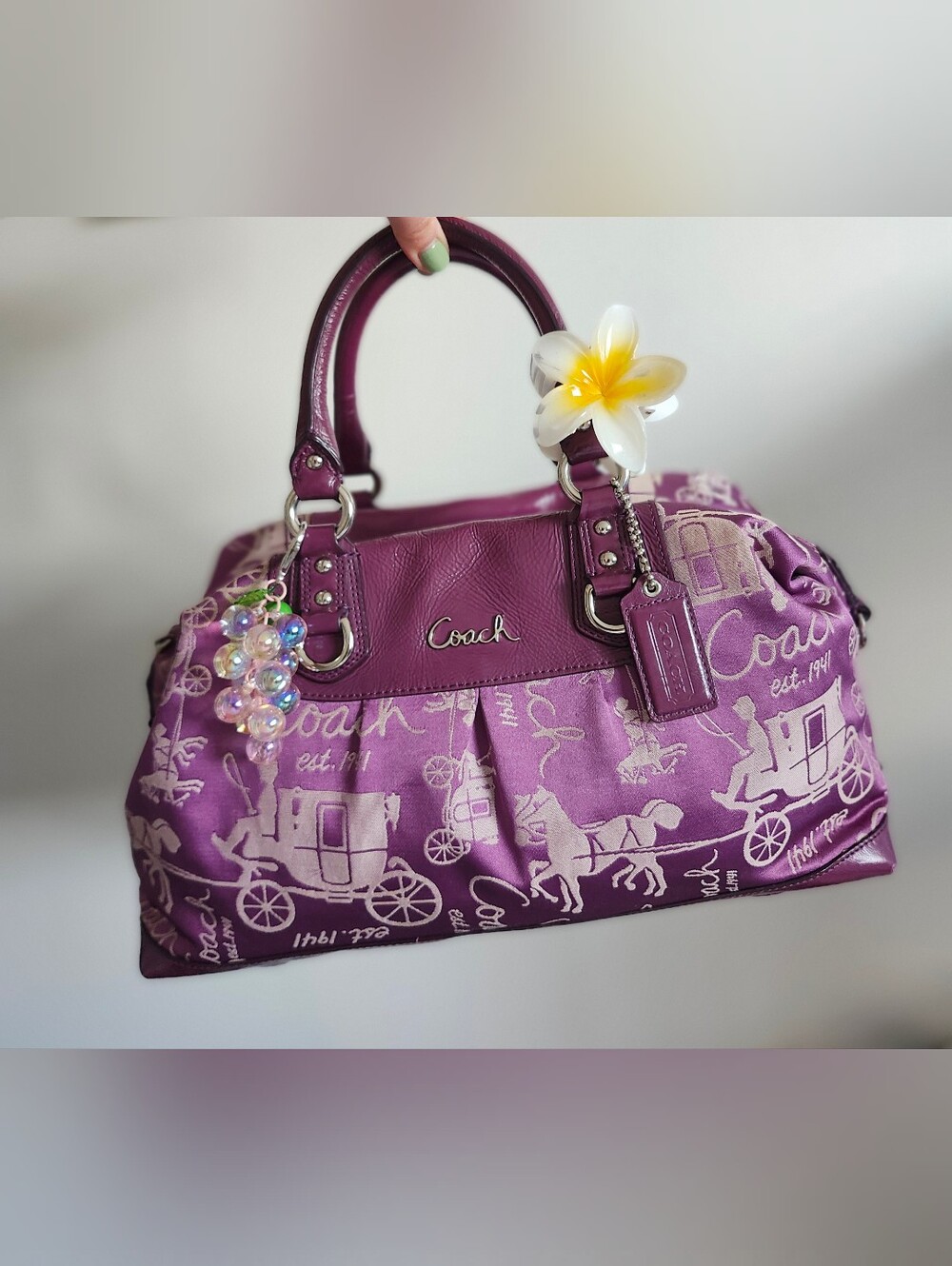 Coach Y2K Ashley Purple Horse & Carriage Satchel Bag